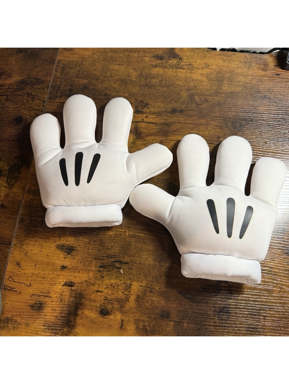 Disney Parks Authentic Original Mickey Mouse White Plush Costume Gloves Hands